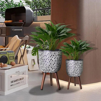 Fiberglass Planter with Stand and Drainage