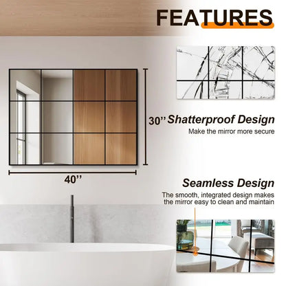 Modern Windowpane Grid Wall Mirror