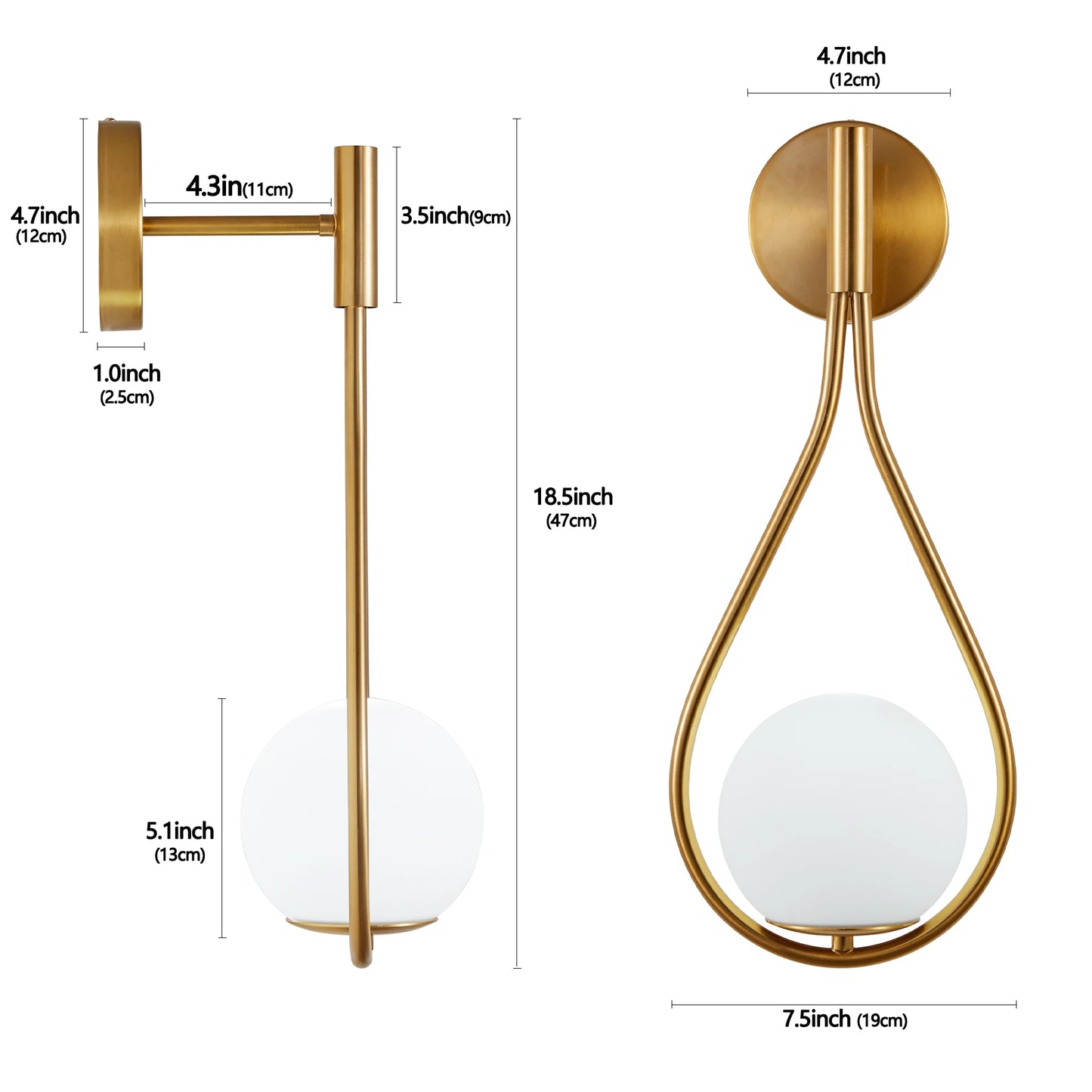 Set of 2 Mid-Century Modern Golden Wall Sconces