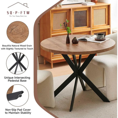 Compact Round Dining Set with Modern Upholstered Seating