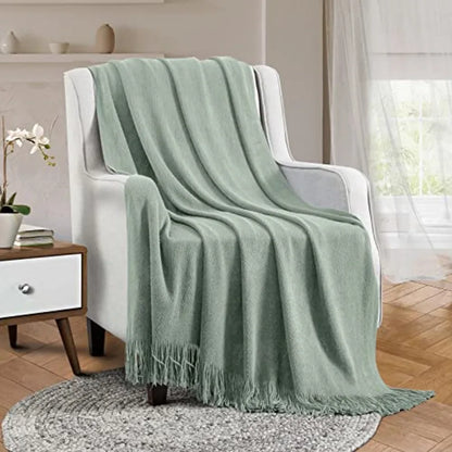 Cotton Knit Tassel Throw Blanket
