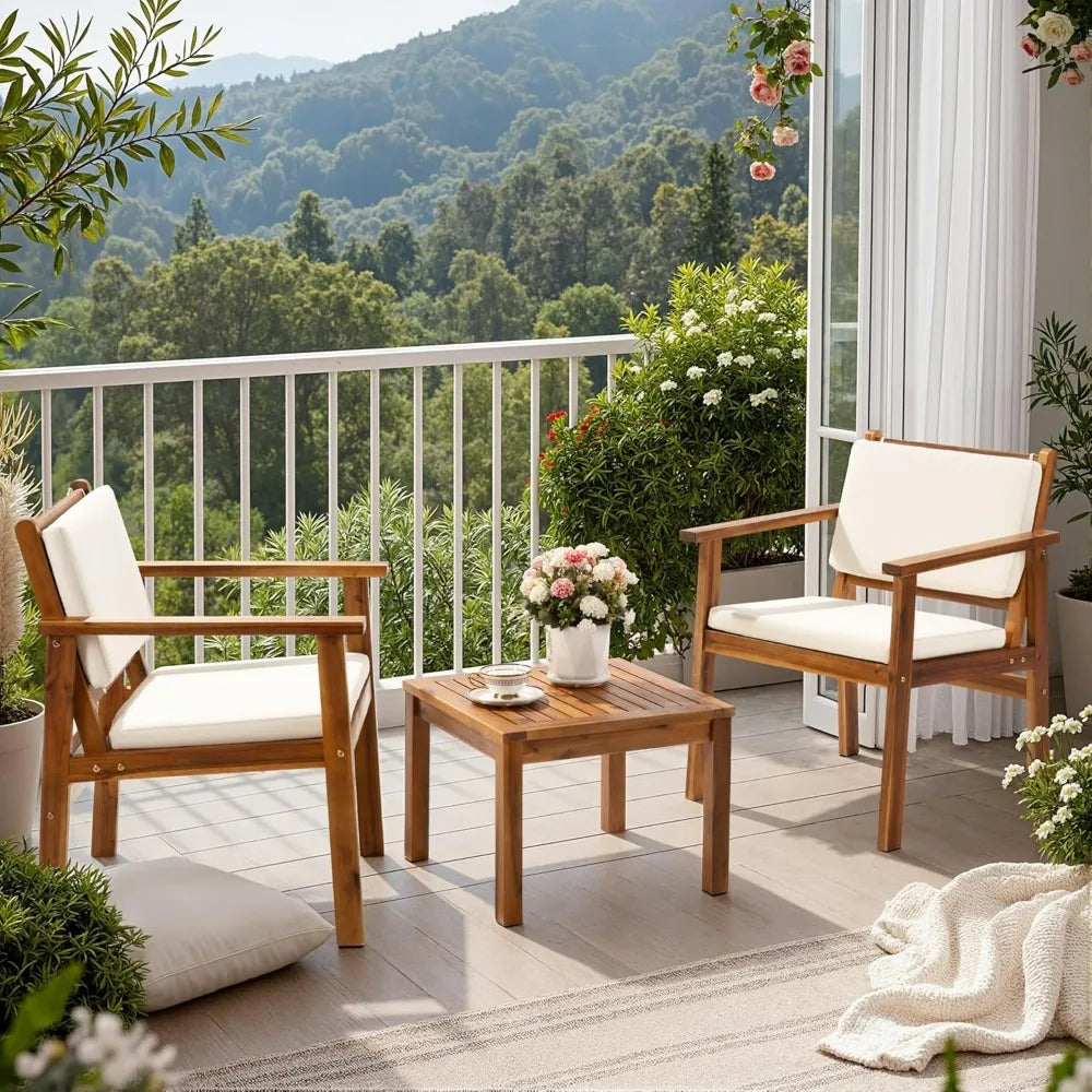Acacia Wood Outdoor Bistro Conversation Set