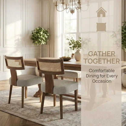 Modern Rattan Dining Chairs, Set of Two