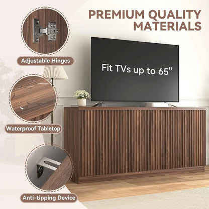 63-Inch Fluted Sideboard Cabinet with Storage