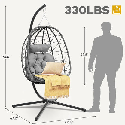 Wicker Hanging Egg Chair with Stand