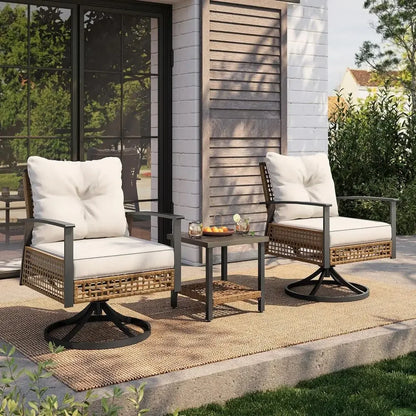 Swivel Rocking Patio Chair Set and Side Table