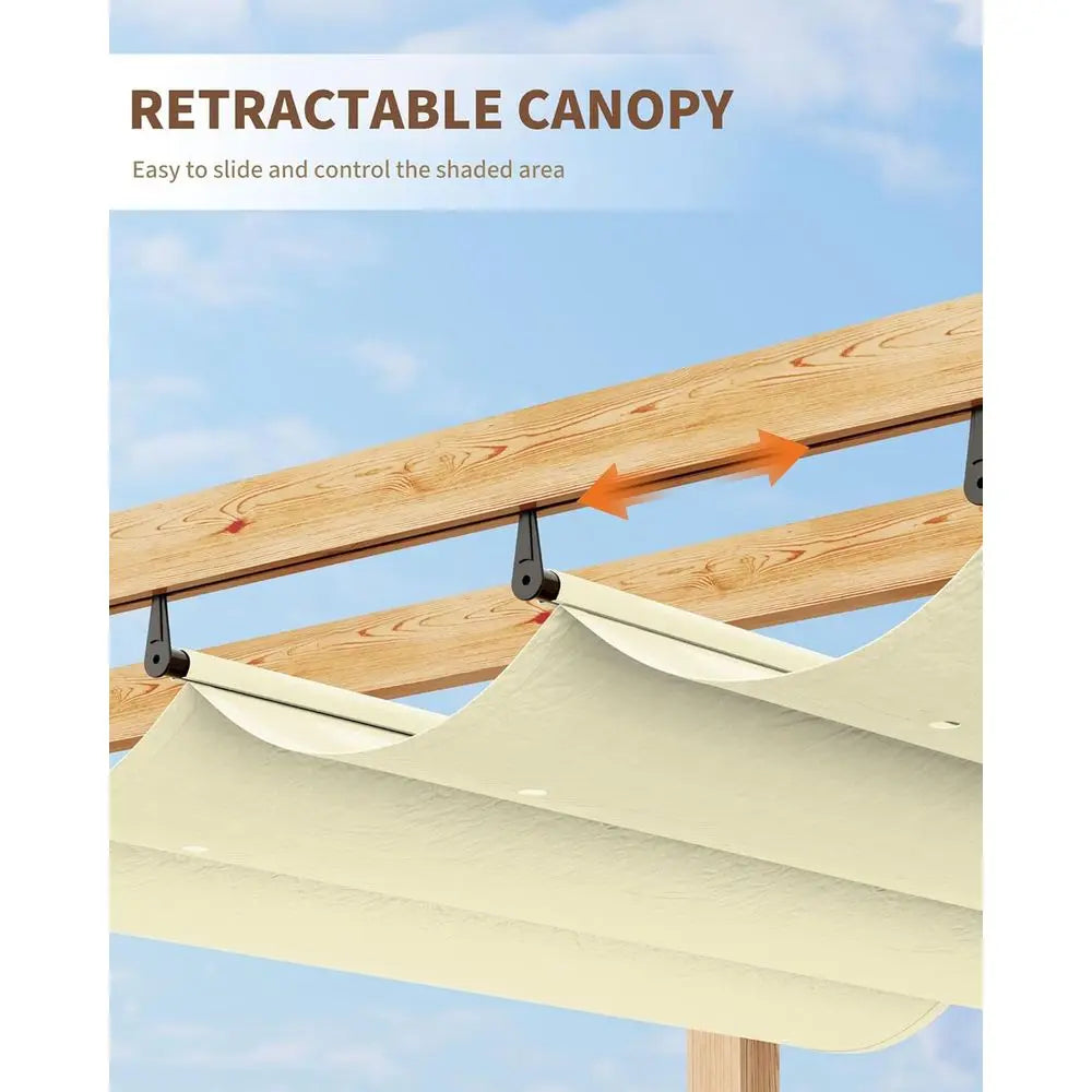 10'X13' Metal Pergola with Wood-Look Finish and Reinforced Frame