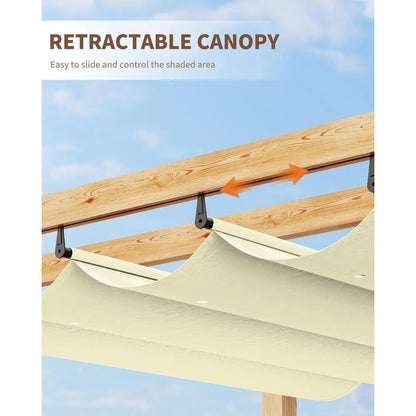 10'X13' Metal Pergola with Wood-Look Finish and Reinforced Frame