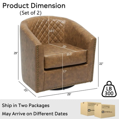 Tufted Faux Leather Swivel Chair Set