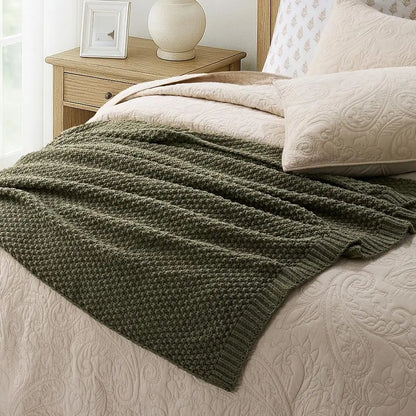 Moss Stitch Chenille Knit Throw Blanket