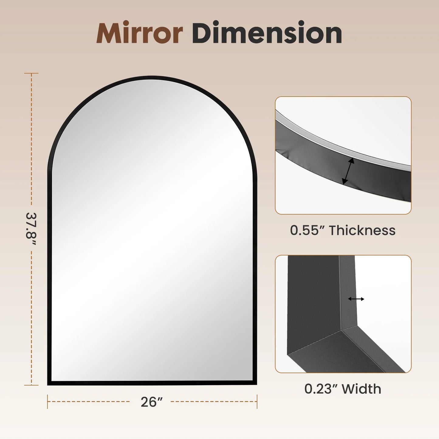 Modern Arched Metal Wall Mirror