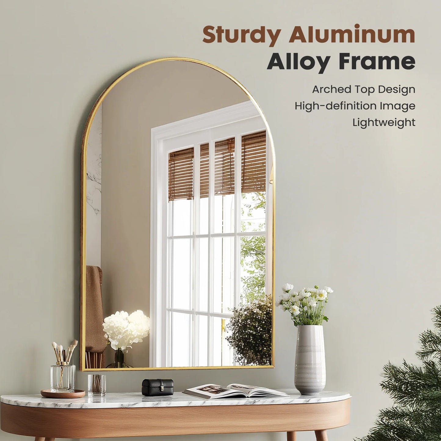 Modern Arched Metal Wall Mirror