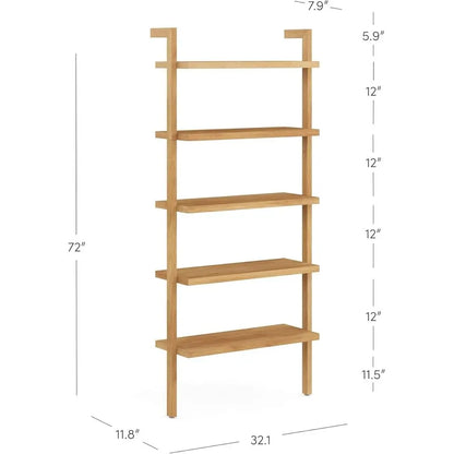 Architectural Ladder Shelf with Warm Wood Finish by Nathan James