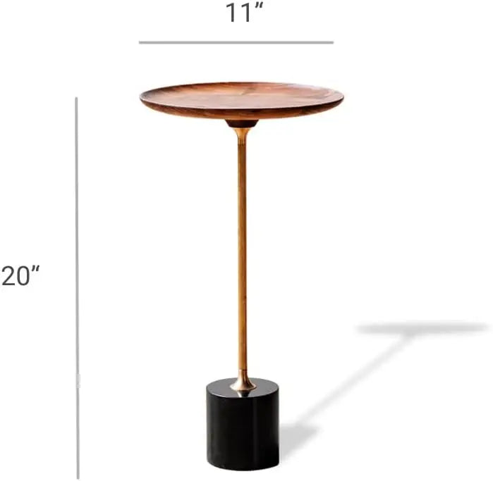 Round Pedestal Side Table with Wood Top