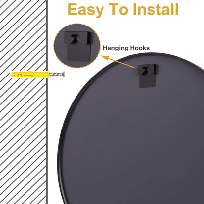 24.2" Modern Brushed Aluminum Round Wall Mirror