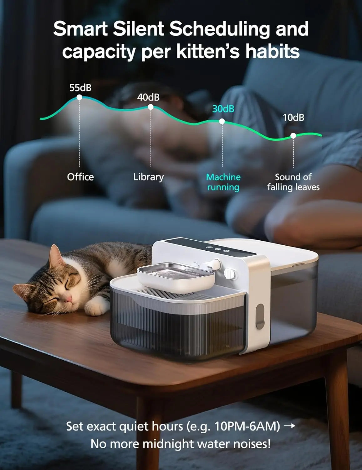 Wireless Pet Water Fountain with Dual Tank and Smart Control