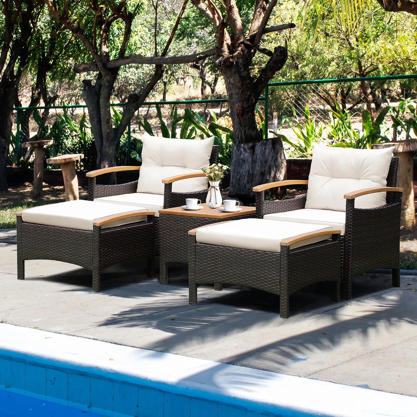 5-Piece Acacia Patio Conversation Set