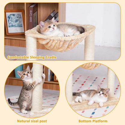 Cat Tree Tower with Hammock and Scratching Post