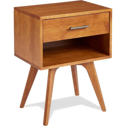 Solid Wood Nightstand with Angled Legs