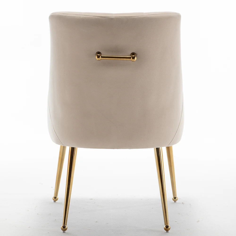 Velvet Dining Chairs with Gold Pull Accent Design