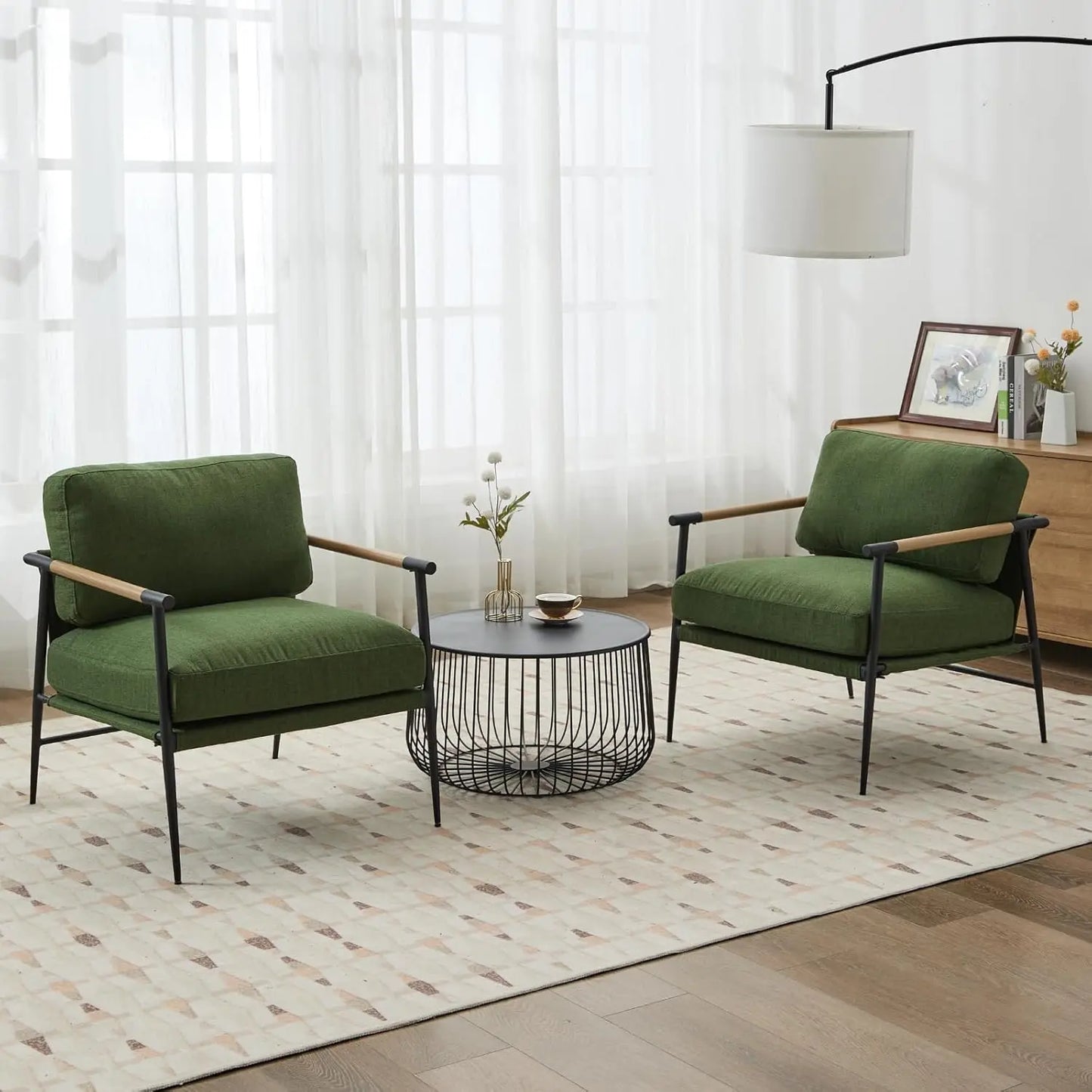 Modern Accent Arm Chair with Cushioned Comfort - Set of 2
