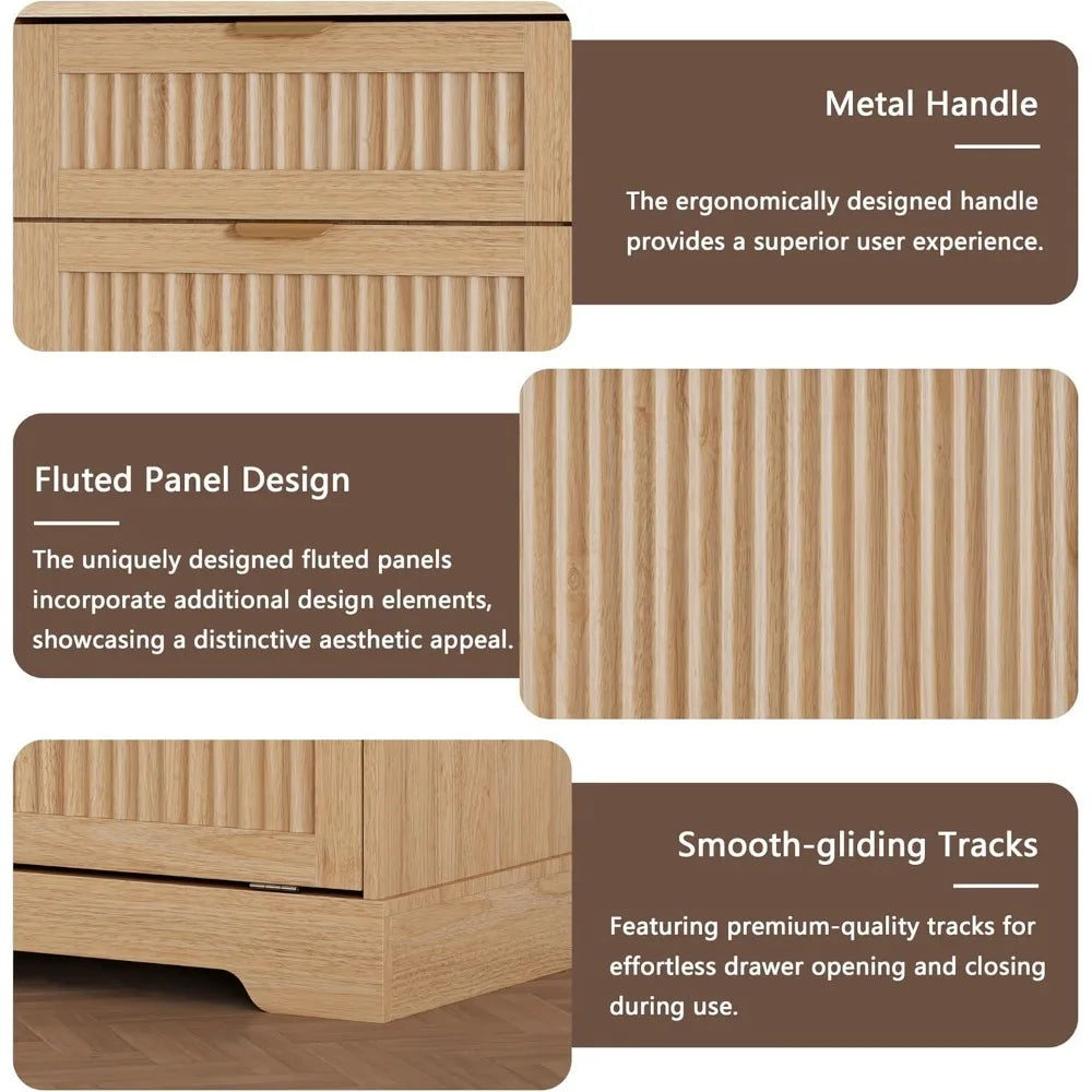 Fluted Tilt-Out Trash Cabinet with Storage Drawers