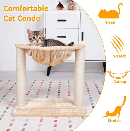 Cat Tree Tower with Hammock and Scratching Post