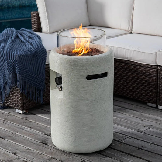 Modern Propane Fire Pit with Glass Guard