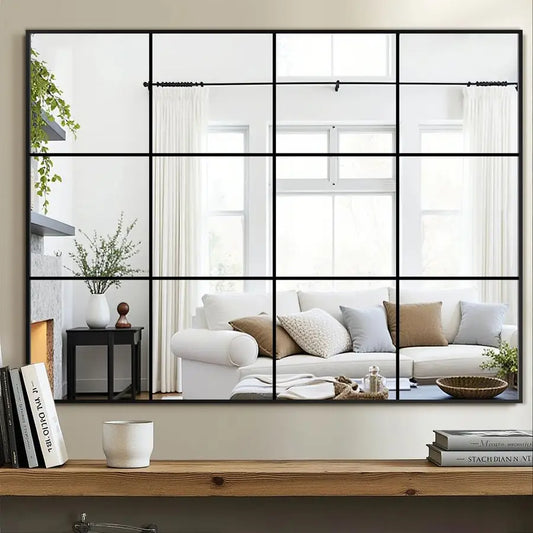 Modern Windowpane Grid Wall Mirror