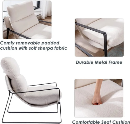 Modern Sherpa Accent Chair with Metal Frame