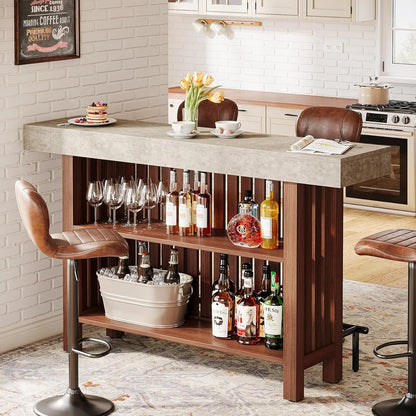 Modern 63” Home Bar Unit With Open Shelf Design