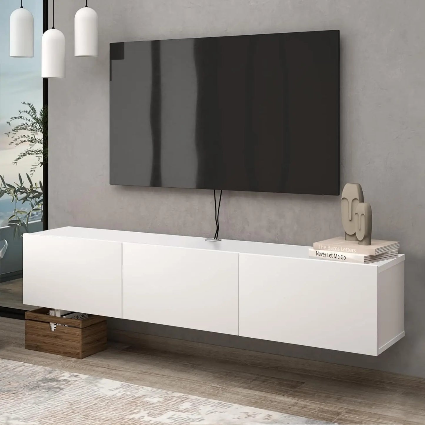 Floating TV Stand with Wall Mounted Storage