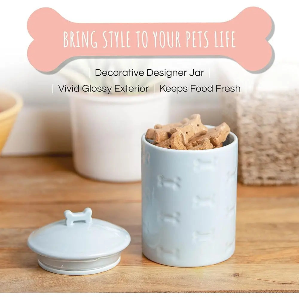 Ceramic Pet Treat Jar with Airtight Lid Design