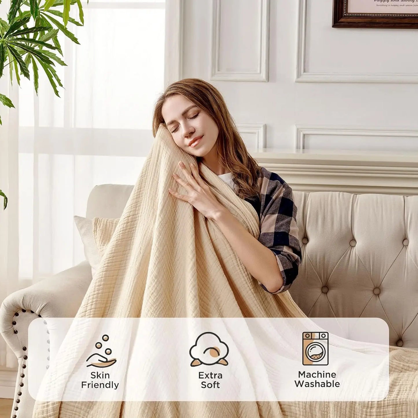 Four-Layer Cotton Muslin Throw Blanket
