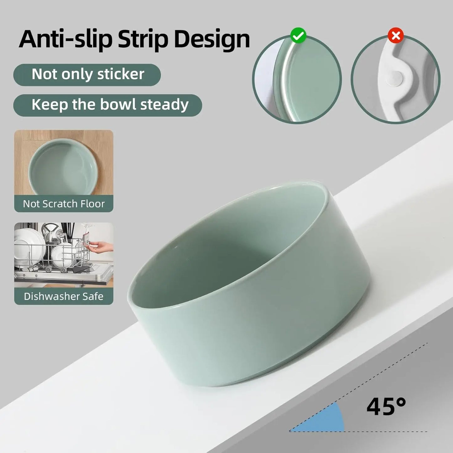 Elevated Ceramic Dog Bowl Set With Wooden Stand