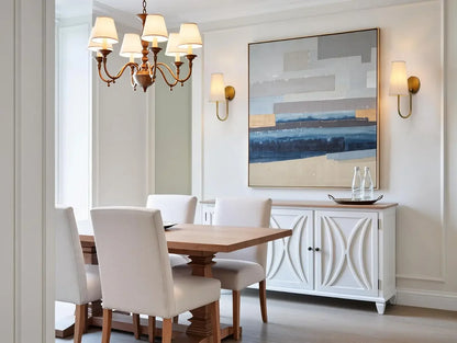 Brass Wall Sconces with Linen Shades (Set of 2)