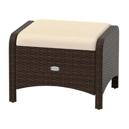 Wicker Outdoor Patio Ottomans, Set of Two