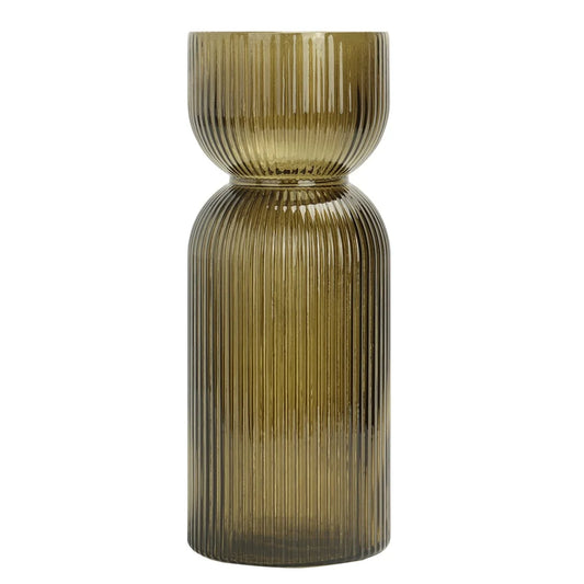 Translucent Green Fluted Glass Vase