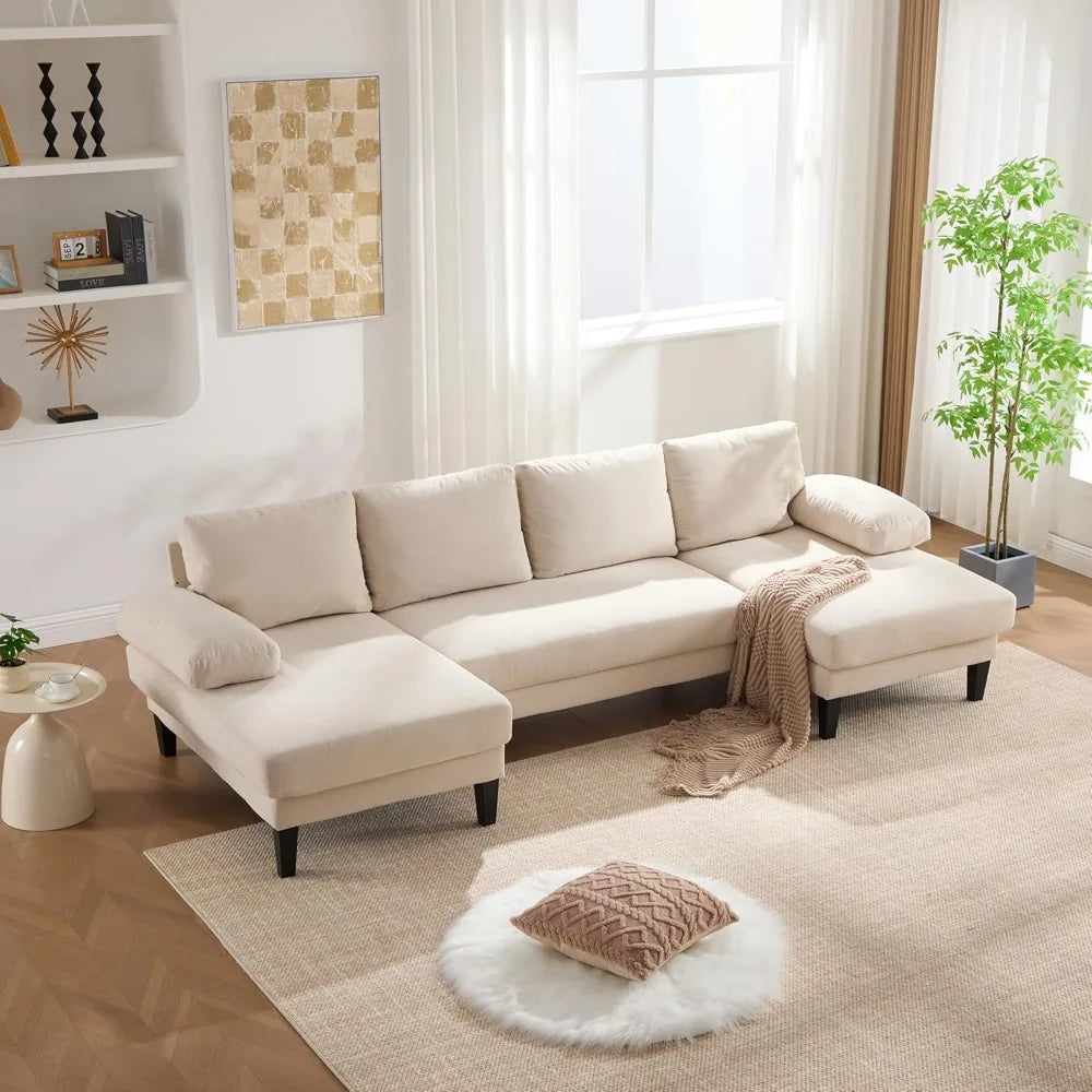 112” Luxe U-Shaped Double Chaise Sectional