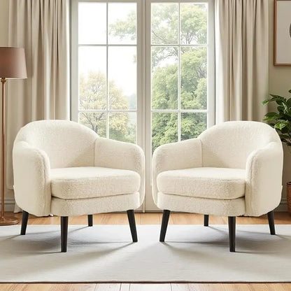Modern Upholstered Club Accent Chairs — Set of Two