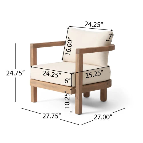 3-Piece Acacia Wood Patio Conversation Set