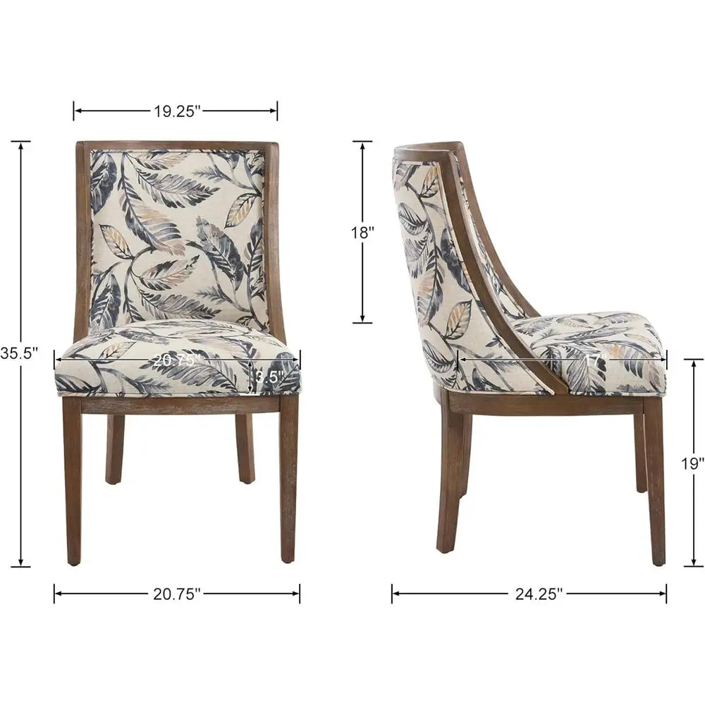 Wingback Dining Chairs Set of 2 with Curved Back and Wood Frame