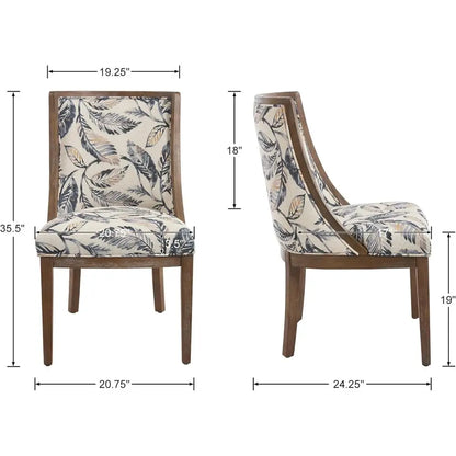 Wingback Dining Chairs Set of 2 with Curved Back and Wood Frame