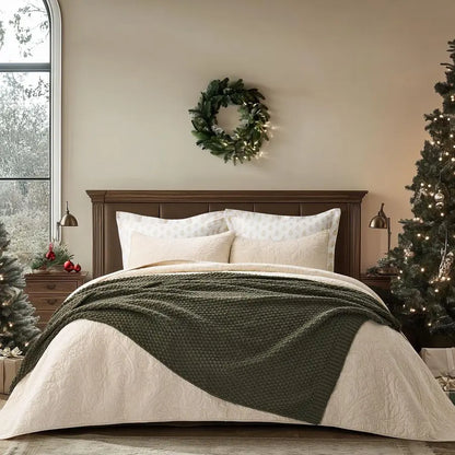 Moss Stitch Chenille Knit Throw Blanket