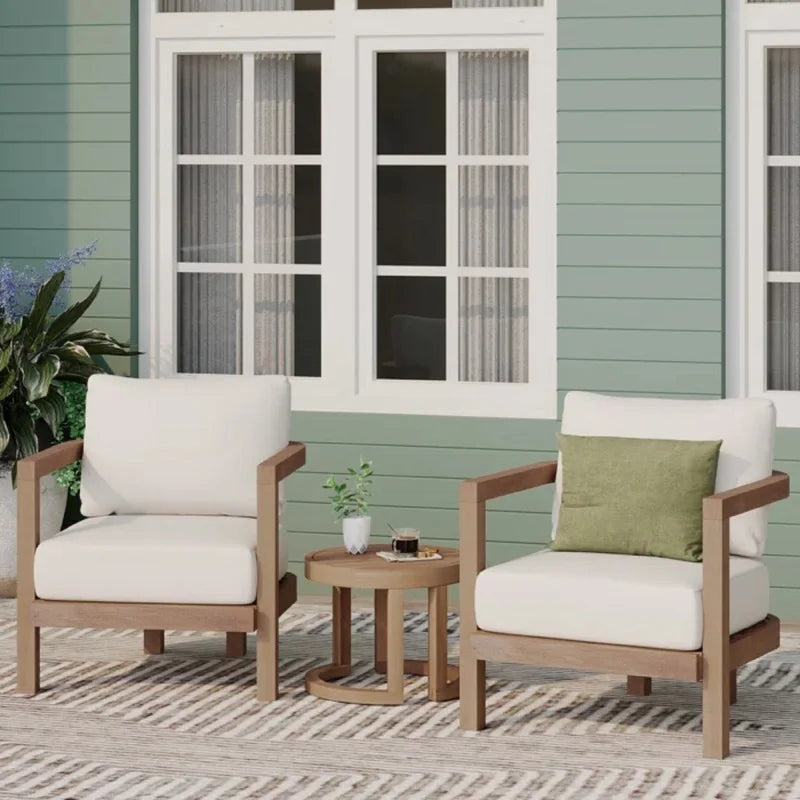 3-Piece Acacia Wood Patio Conversation Set