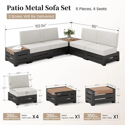 Modular Outdoor Sectional Patio Set with Cushions