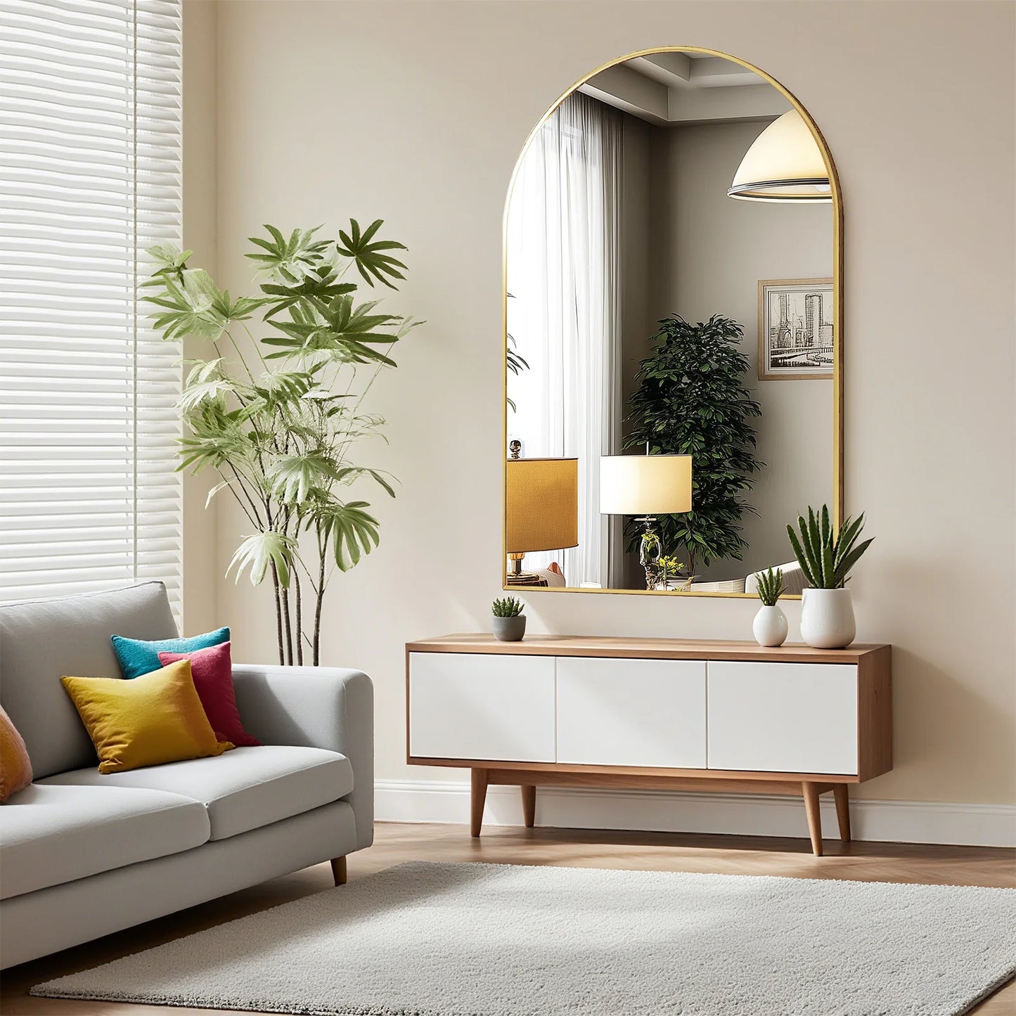 Modern Arched Metal Wall Mirror