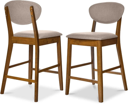 Mid-Century Counter Stools With Retro Curved Back Design - Set of 2