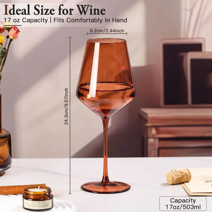 Maillard-Toned Handblown Wine Glass Set