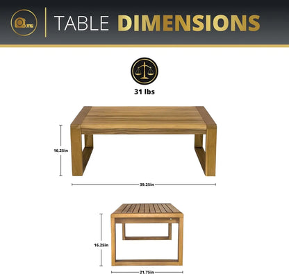 Teak Outdoor Sofa Set with Cushioned Seating and Coffee Table